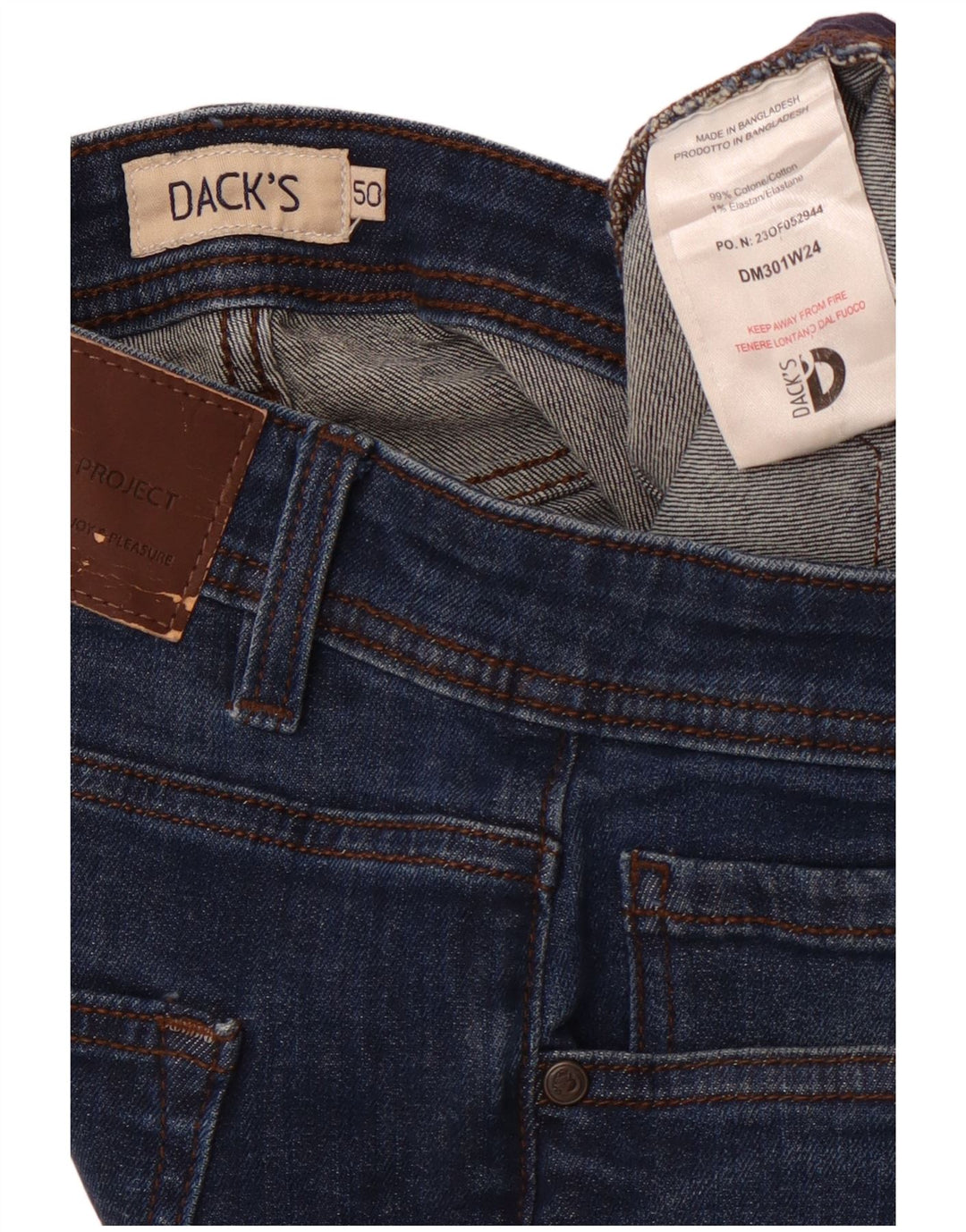 Calça jeans reta masculina DACK'S IT 50 grande W34 L31 algodão azul marinho