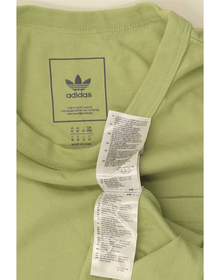 Adidas Mens Camiseta Top Médio Algodão Verde