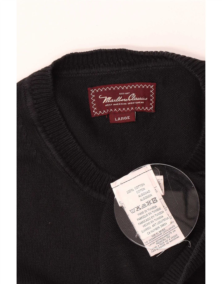 Suéter masculino Marlboro Classics com gola redonda, grande algodão preto