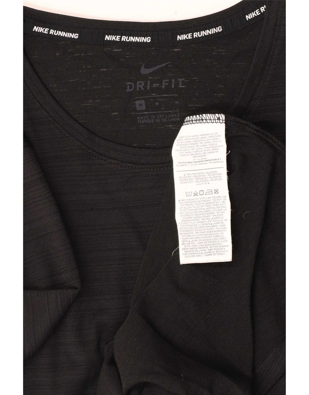 Camiseta masculina Nike Dri Fit Top médio preto listrado poliéster