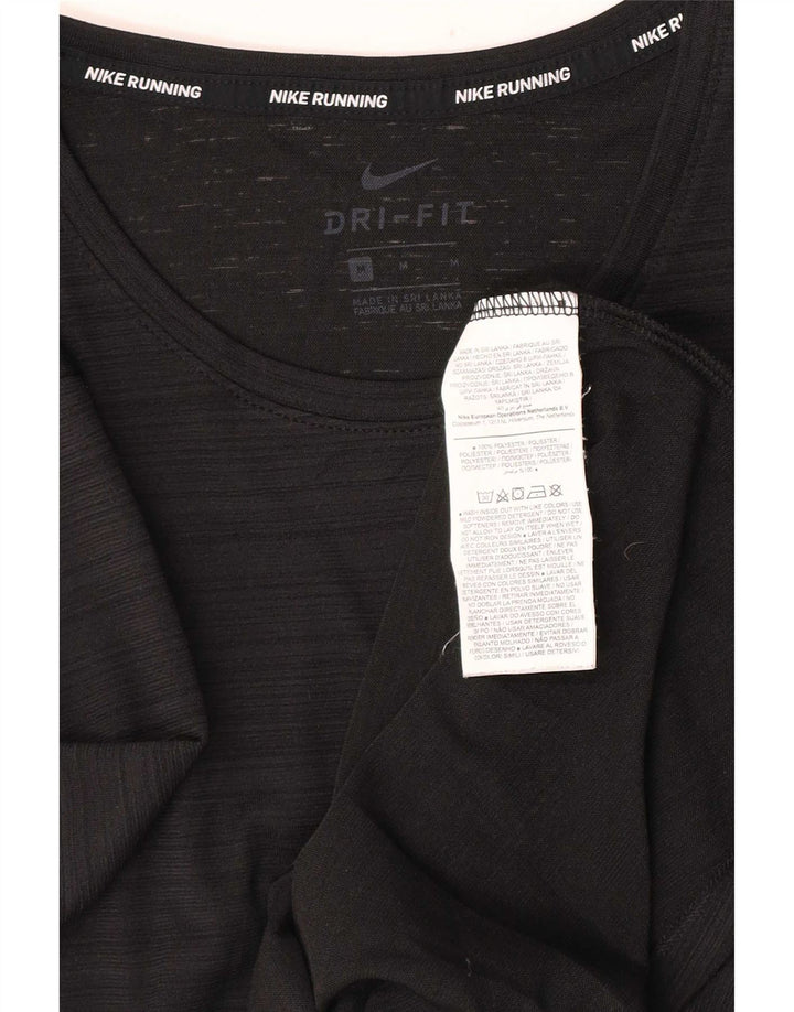 Camiseta masculina Nike Dri Fit Top médio preto listrado poliéster