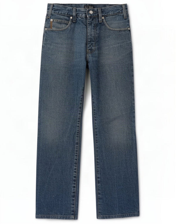 Armani Mens Straight Jeans W32 L28 Blue Cotton