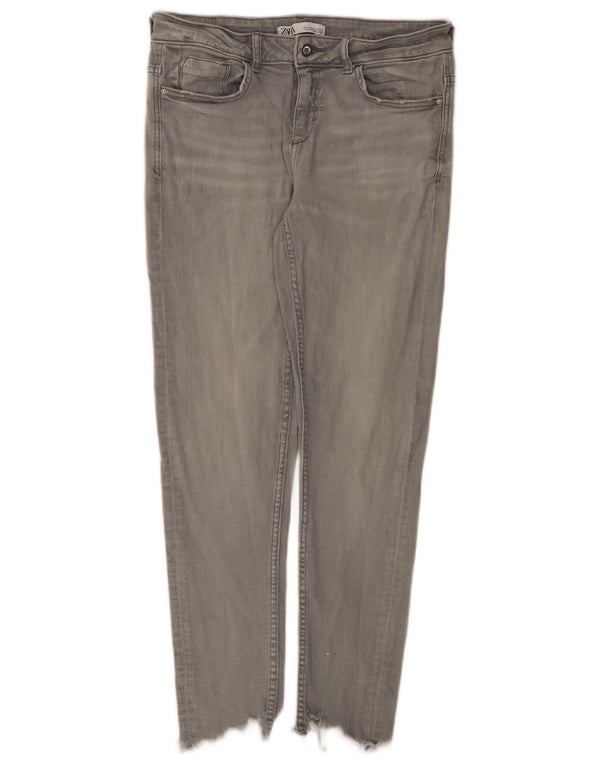 Zara Jeans Slim Feminino EU 40 Médio W30 L27 Algodão Cinza