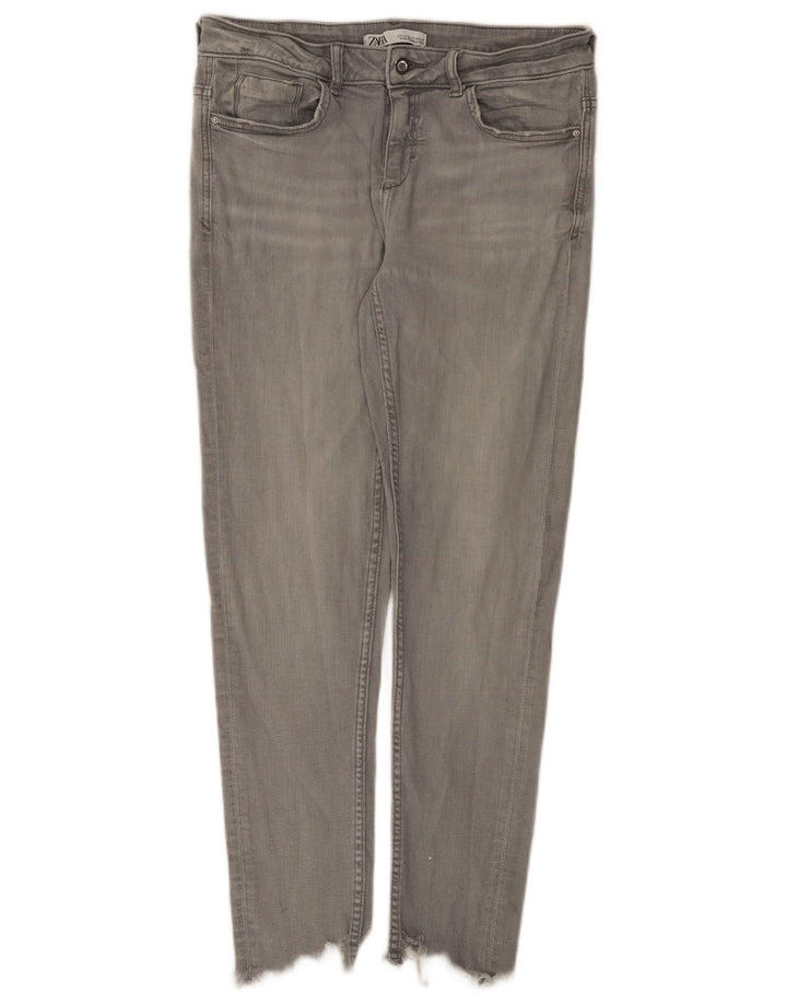 Zara Jeans Slim Feminino EU 40 Médio W30 L27 Algodão Cinza