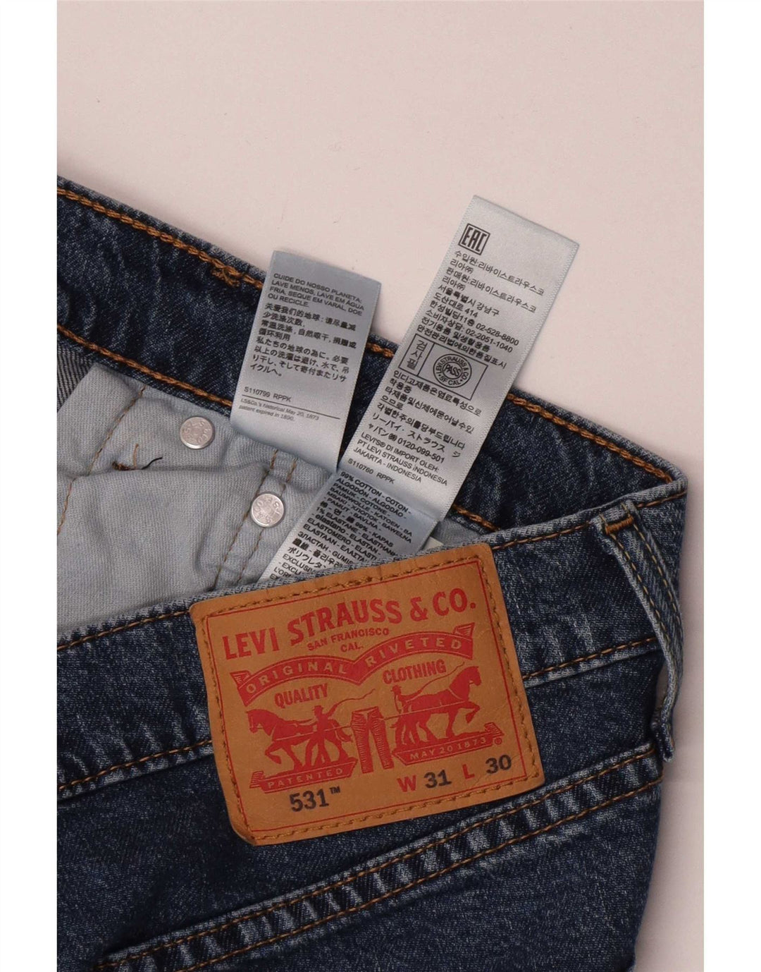 Levi's Masculino 531 Slim Jeans W31 L30 Azul Algodão
