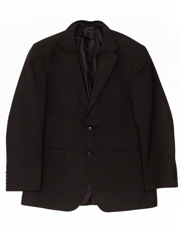 Jaqueta blazer masculina de 2 botões Marks & Spencer Reino Unido 40 poliéster preto médio