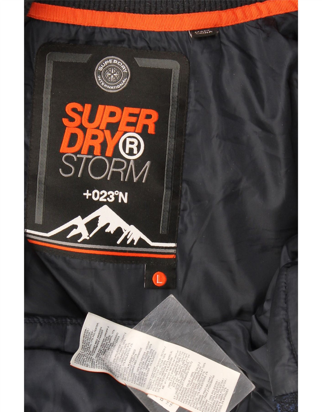 Jaqueta acolchoada com capuz masculina Superdry Reino Unido 40 grande poliéster manchado azul marinho