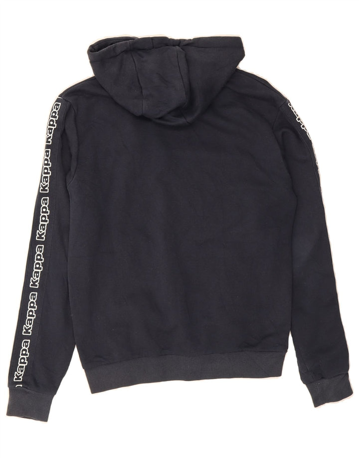KAPPA Mens Graphic Hoodie Jumper Small Navy Blue Cotton Vintage Kappa and Second-Hand Kappa from Messina Hembry 