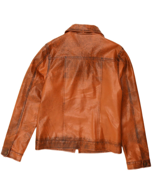 Jaqueta de couro feminina VINTAGE UK 14 grande marrom