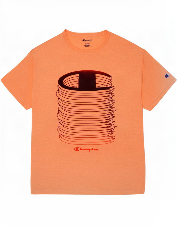 Camiseta masculina estampada Champion grande algodão laranja