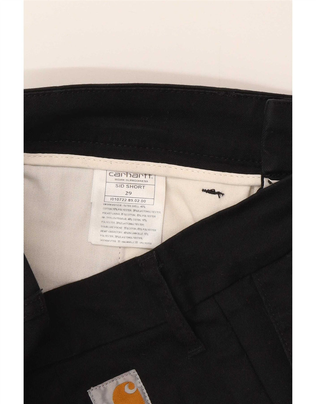 Carhartt Mens Chino Shorts W29 Médio Algodão Preto