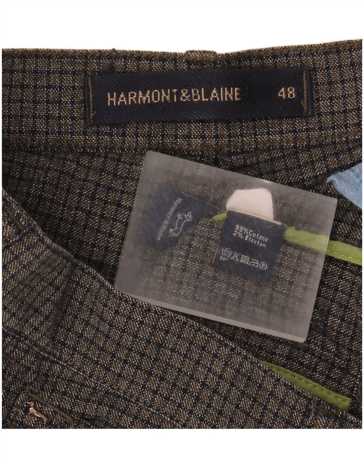 Calça casual masculina Harmont & Blaine IT 48 médio W34 L34 cinza xadrez