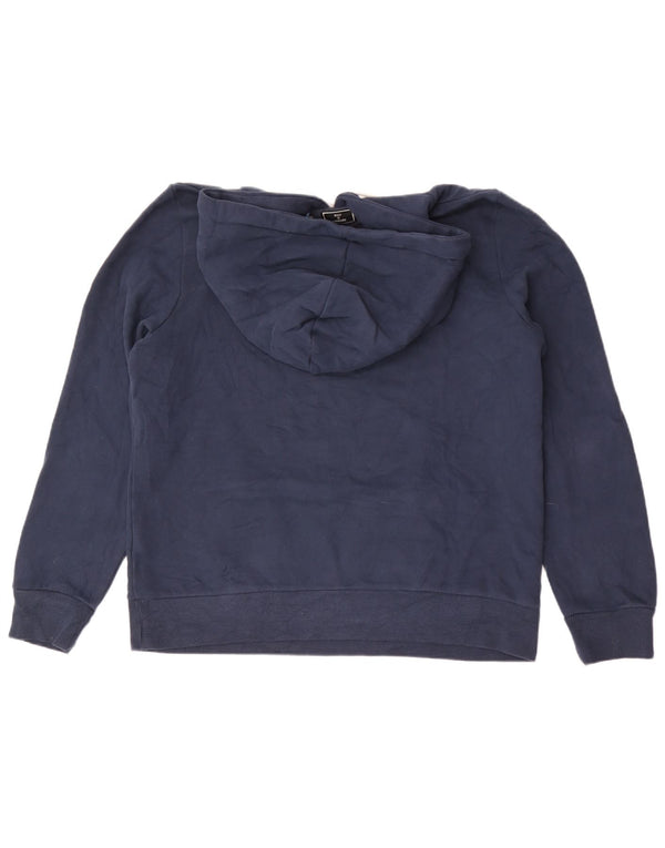 Suéter com capuz gráfico feminino Superdry UK 16 grande algodão azul marinho