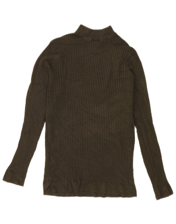 Zara Top masculino manga comprida pequena cáqui viscose