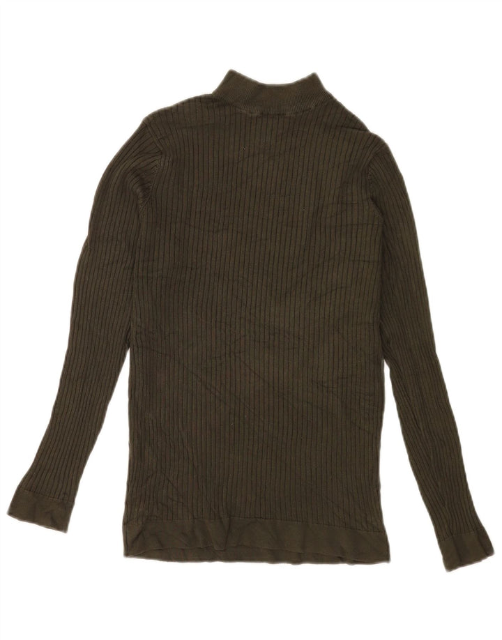 Zara Top masculino manga comprida pequena cáqui viscose