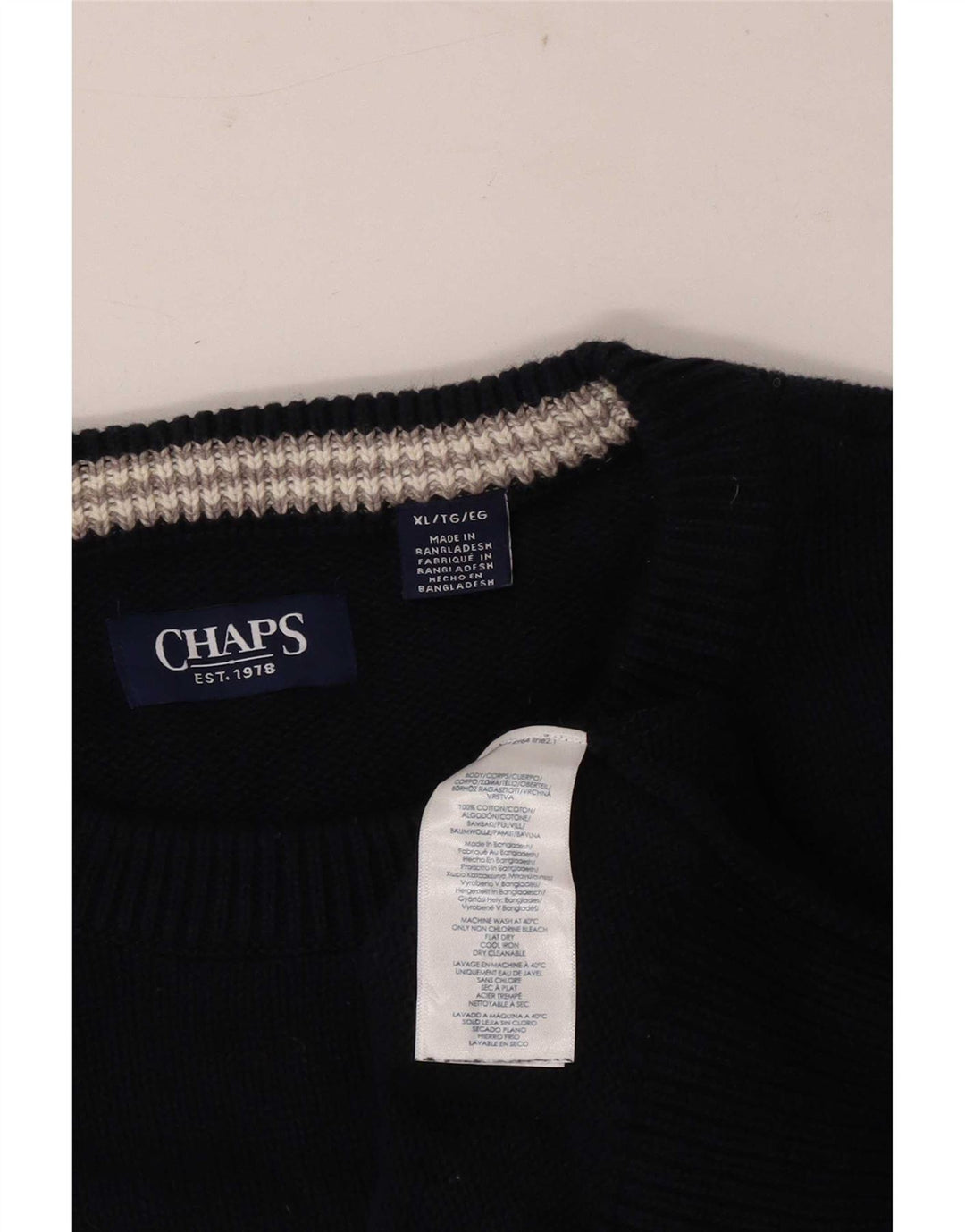 Suéter masculino Chaps com gola canoa XL azul marinho algodão