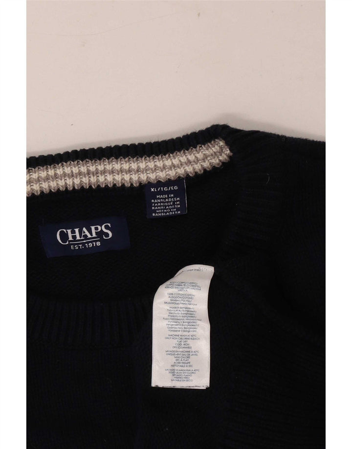 Suéter masculino Chaps com gola canoa XL azul marinho algodão