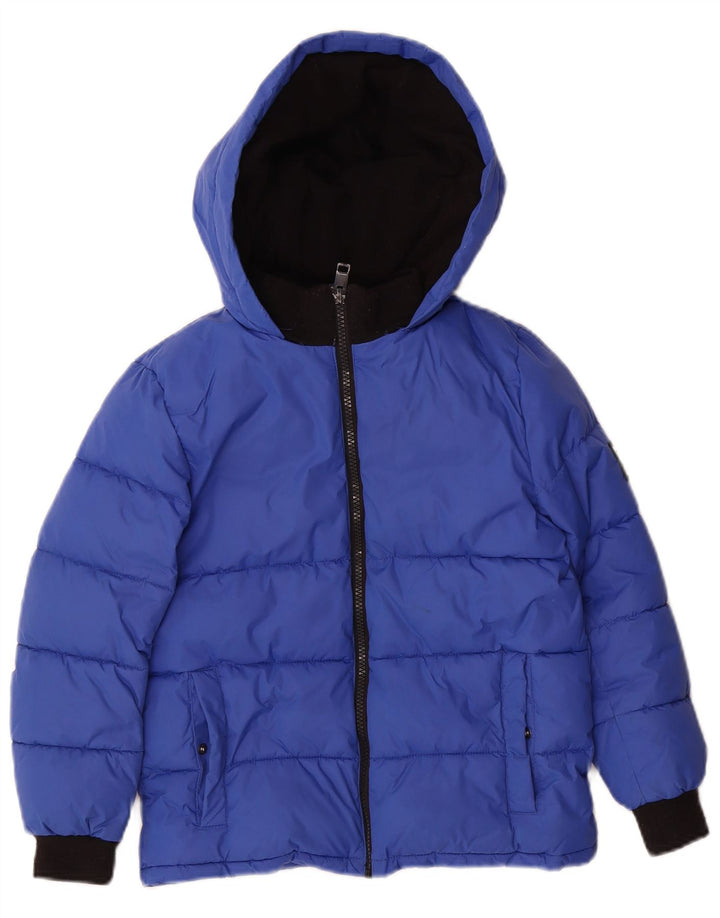 Jaqueta diesel acolchoada com capuz gráfico para meninos 7-8 anos azul nylon