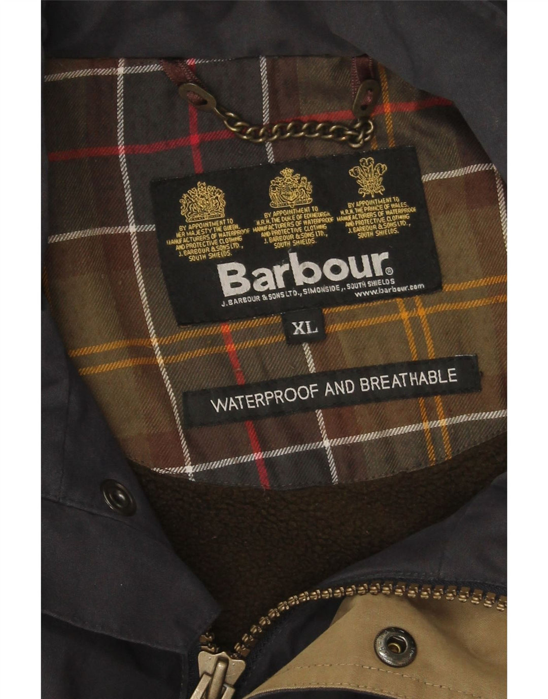 Jaqueta masculina de algodão encerado Barbour UK 42 XL azul marinho