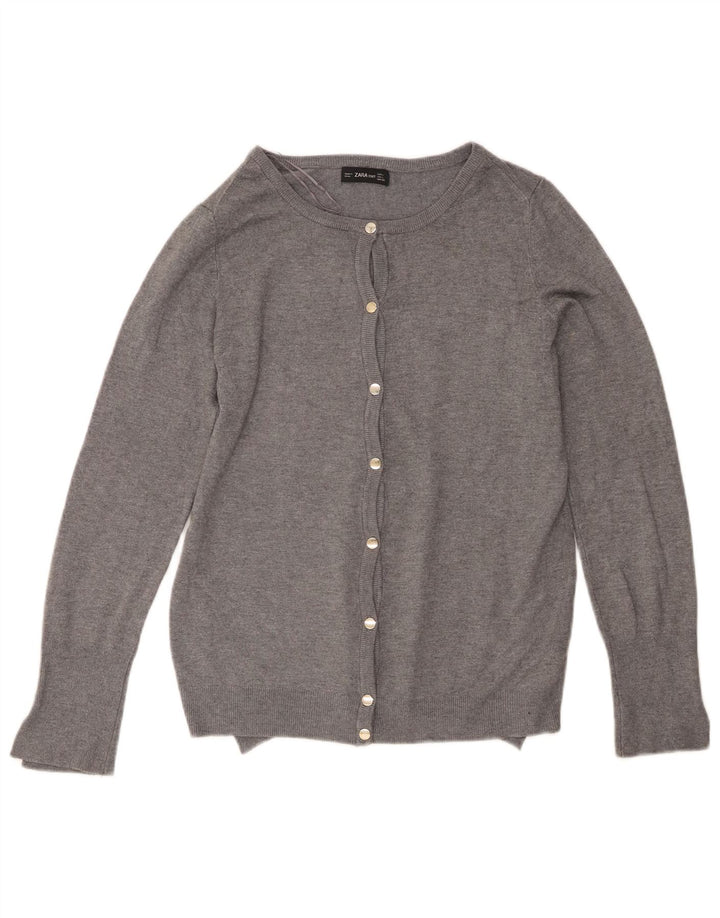 Suéter cardigã feminino Zara Reino Unido 14 grande viscose cinza