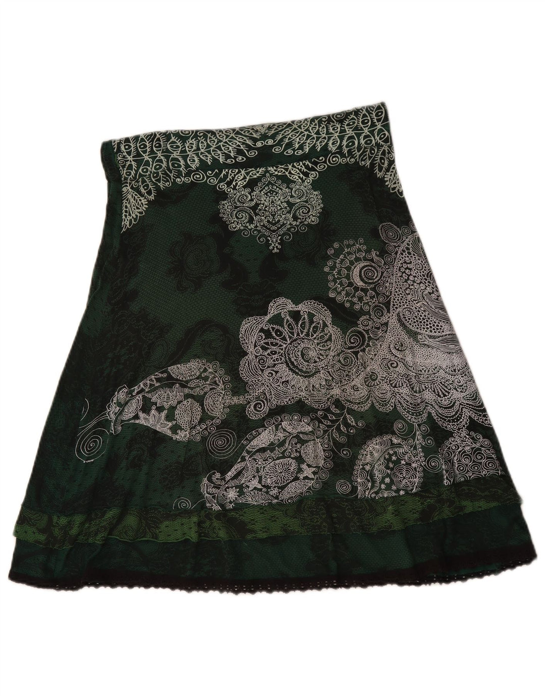 Saia feminina Desigual A-Line médio W30 verde floral