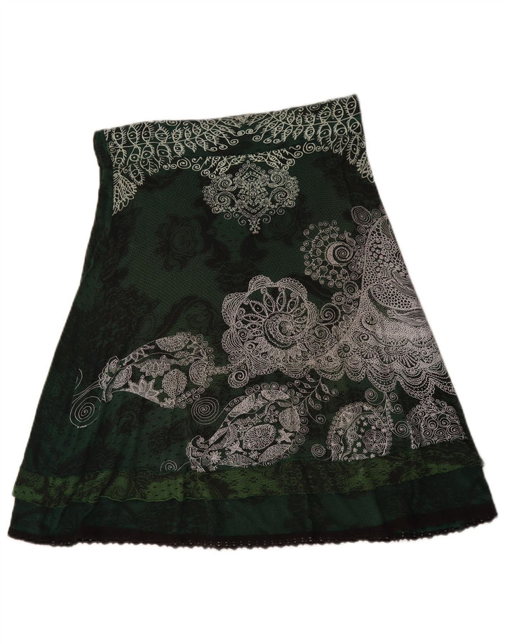 Saia feminina Desigual A-Line médio W30 verde floral
