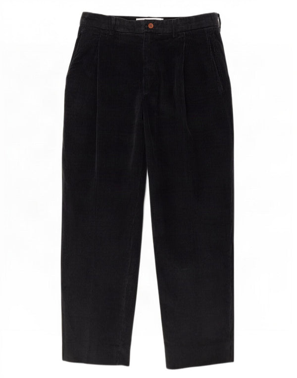 Calça masculina de veludo cotelê Massimo Dutti UE 40 médio W31 L25 algodão preto