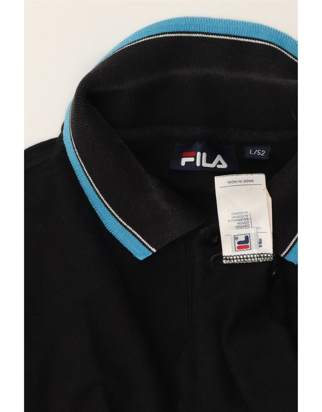 Camisa polo masculina Fila IT 52 grande algodão preto