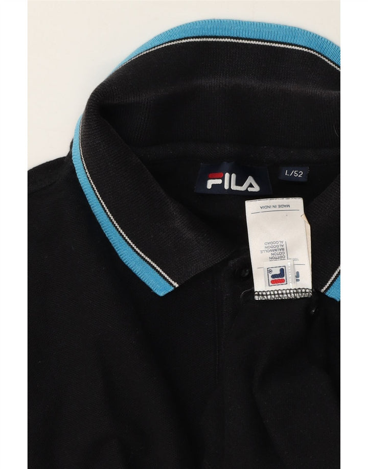 Camisa polo masculina Fila IT 52 grande algodão preto