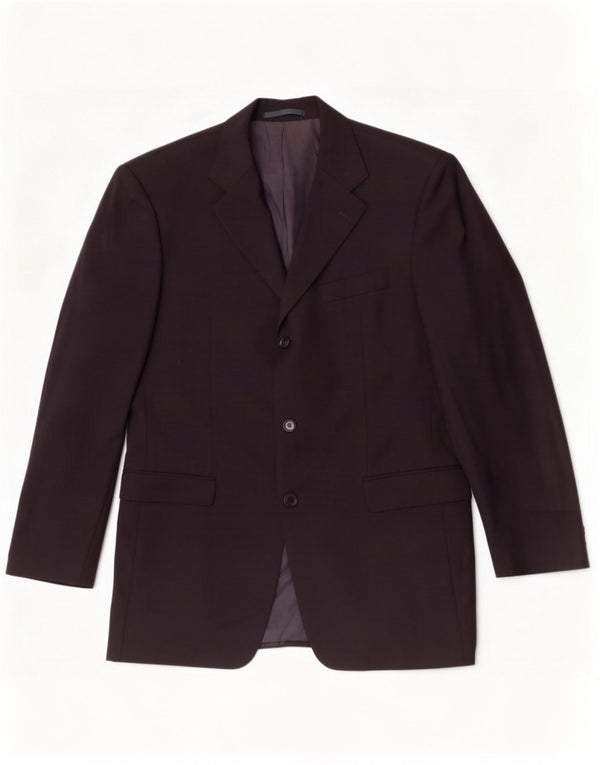 Jaqueta blazer masculina de 3 botões Hugo Boss IT 50 grande lã virgem azul marinho