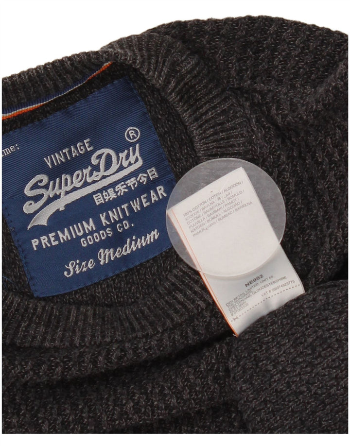 Suéter masculino Superdry com gola redonda e algodão cinza médio