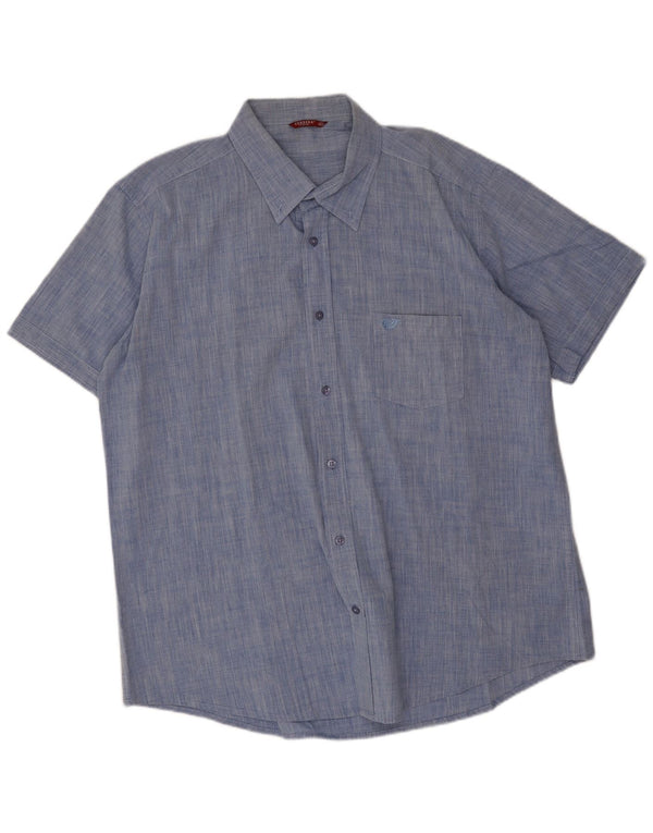 Camisa masculina de manga curta Carrera 2XL algodão azul