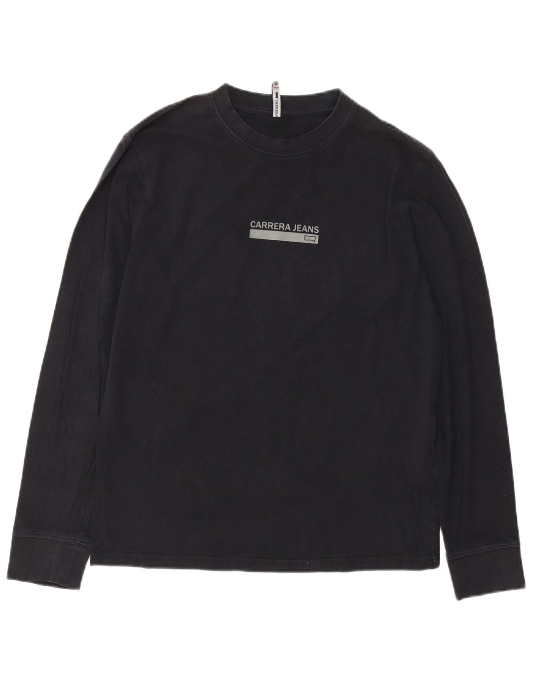 Carrera Mens Graphic Top Manga Longa Médio Algodão Preto