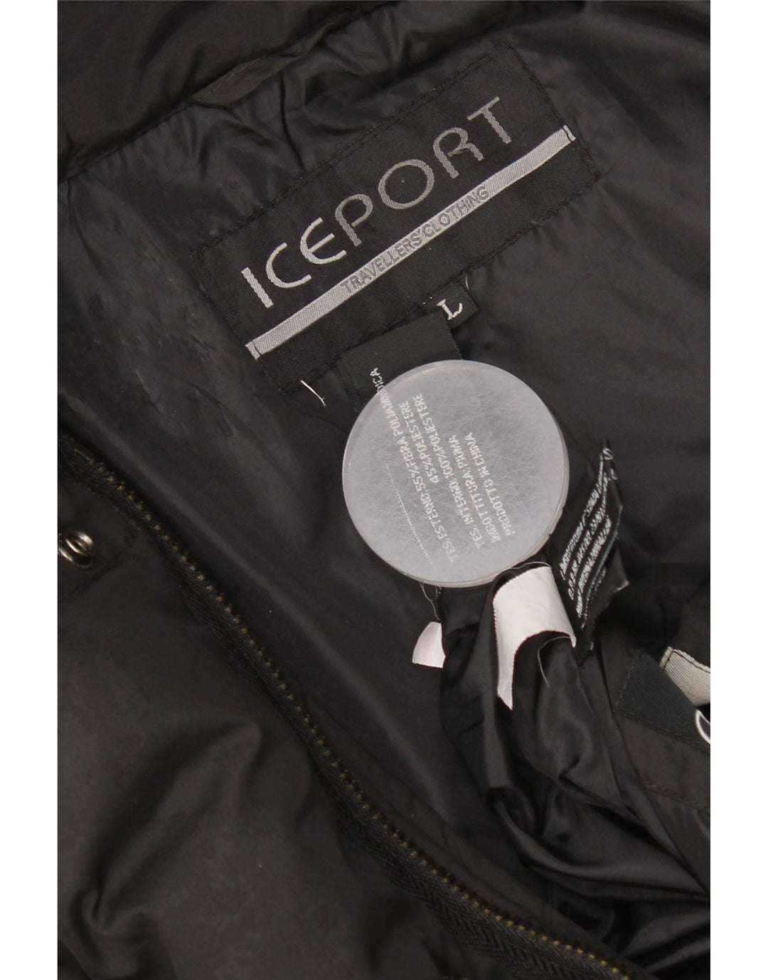 Jaqueta acolchoada com capuz feminino Iceport UK 40 grande poliamida preta