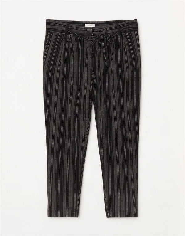 Calças cortadas femininas Marks & Spencer UK 16 grandes W36 L25 listradas pretas