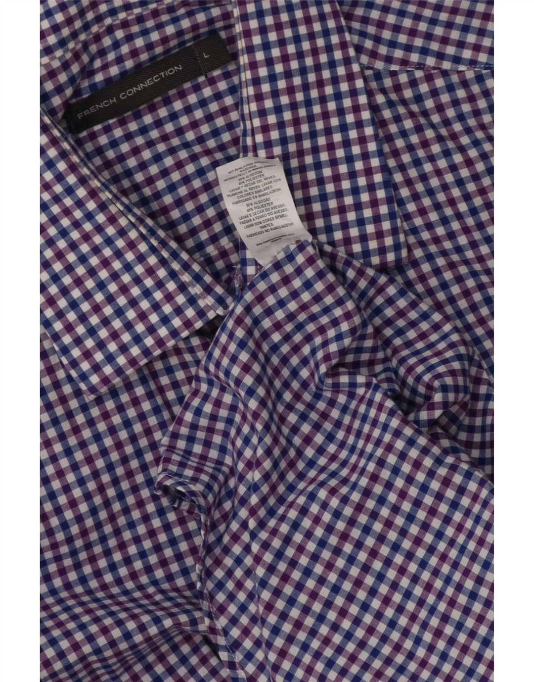 Camisa masculina de ajuste regular French Connection grande algodão guingão azul