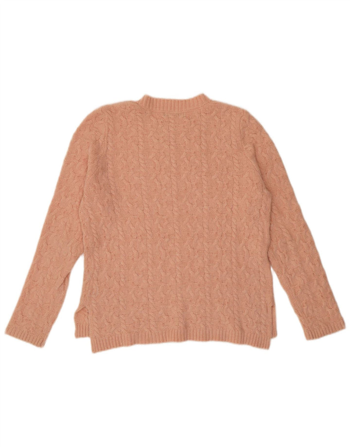 Suéter feminino Zara com gola redonda, Reino Unido 14, médio, rosa, nylon