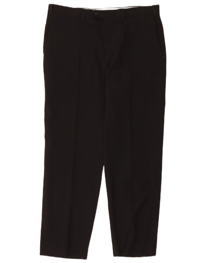 Calça masculina de terno reto Marks & Spencer W36 L31 poliéster preto