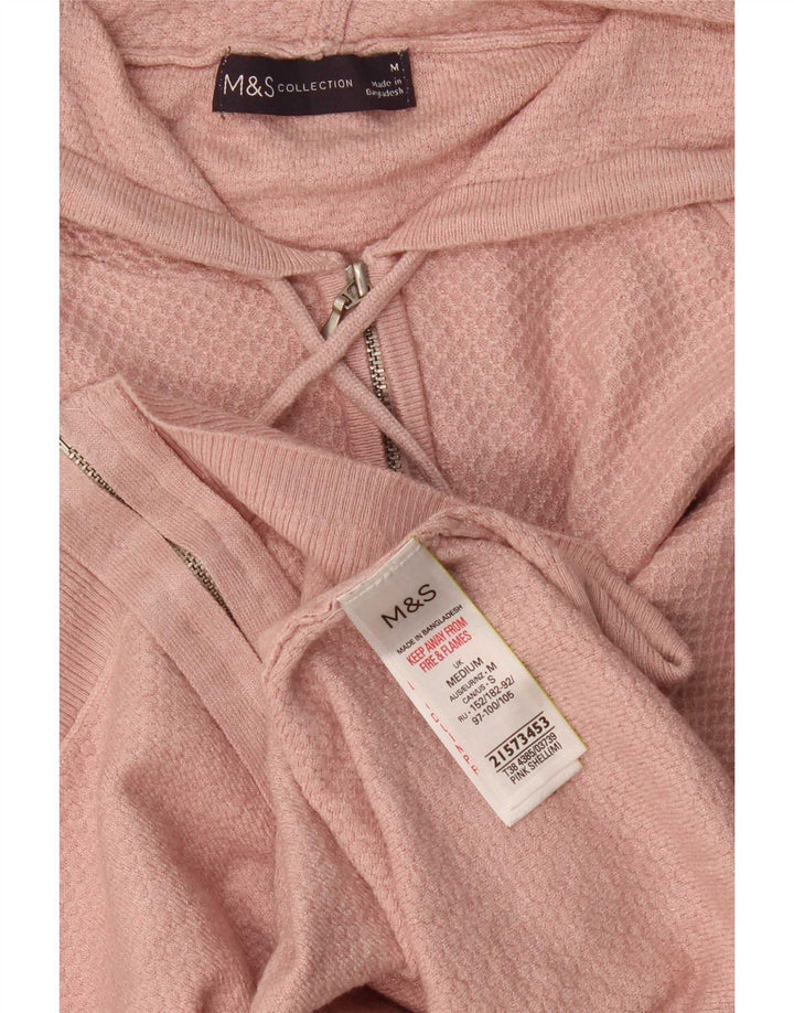 Suéter feminino Marks & Spencer com capuz e zíper Reino Unido 14 viscose rosa médio