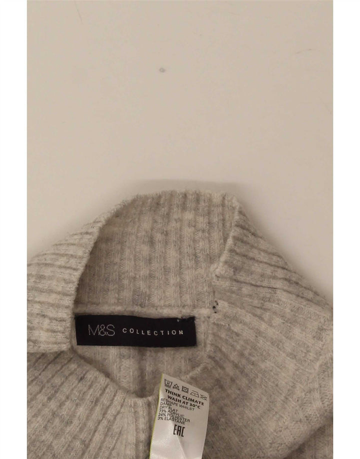 Suéter feminino Marks & Spencer com gola tartaruga Reino Unido 10 pequeno cinza