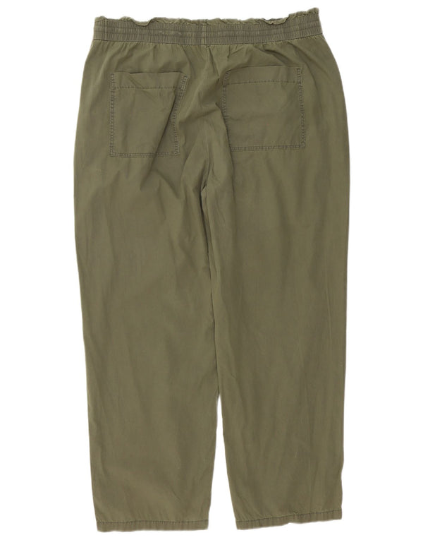 Calça feminina Marks & Spencer com cintura alta e ajuste solto Reino Unido 18 XL W38 L28 cáqui