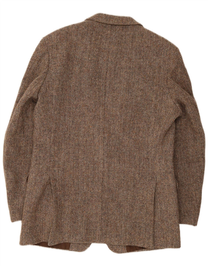 Jaqueta Harris Tweed masculina St. Michael Blazer Reino Unido 40 grande espinha de peixe marrom