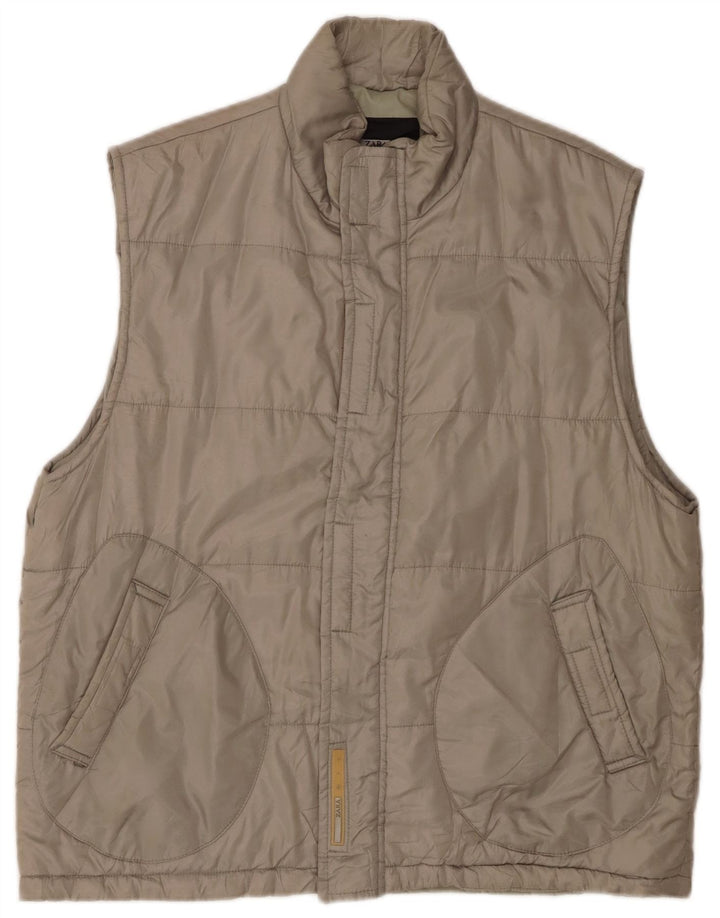 Colete acolchoado masculino Zara UK 42 XL cáqui poliéster
