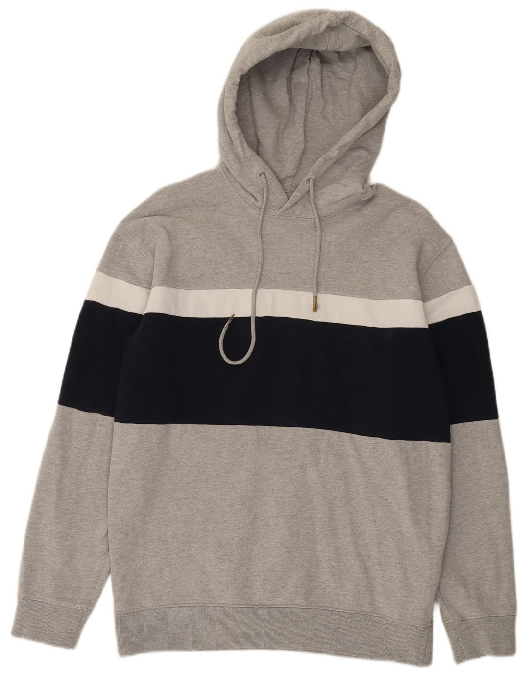 Zara moletom com capuz masculino cinza médio algodão colorblock