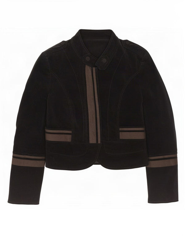 Jaqueta militar feminina Zara UK 14 grande algodão colorblock azul marinho