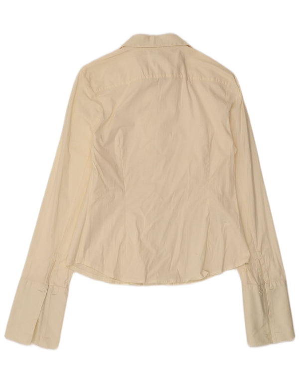 Camisa formal feminina Laura Ashley Reino Unido 12 algodão bege médio