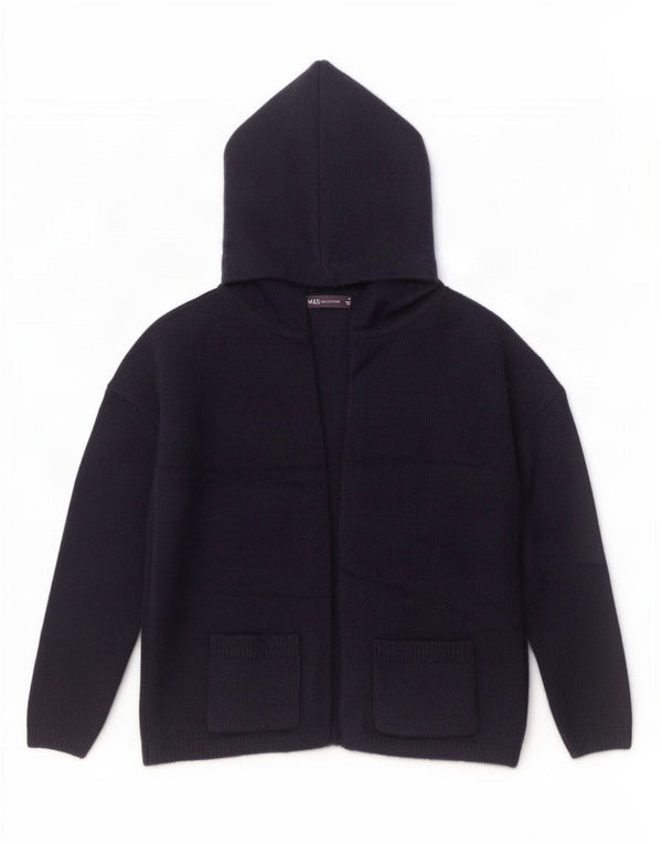 Suéter cardigã feminino com capuz Marks & Spencer Bob Camp Reino Unido 6 XS azul marinho