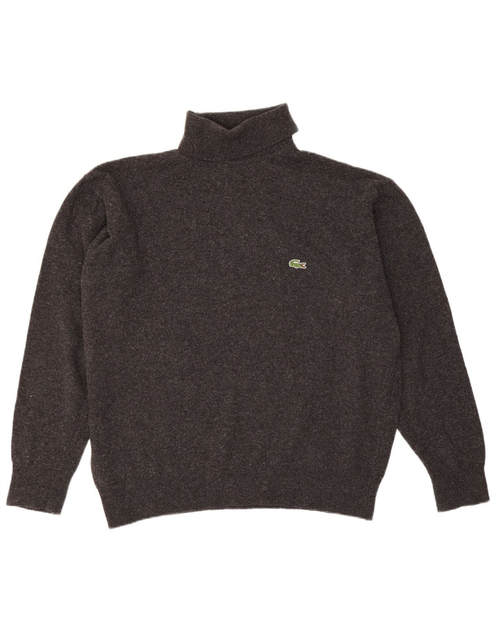 Suéter masculino Lacoste com gola redonda tamanho 6 XL lã de cordeiro cinza