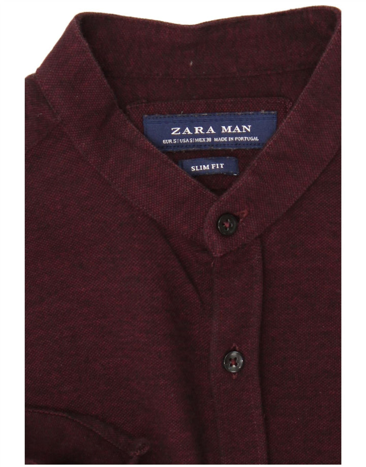 Zara Camisa Slim Fit Masculina Pequena Marrom