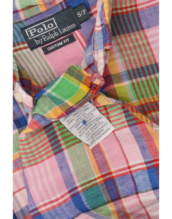 Polo Ralph Lauren Mens Custom Fit Camisa Pequena Multicolorida Xadrez Linho